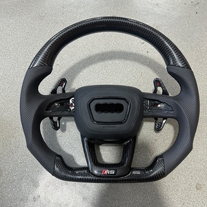 พวงมาลัยคาร์บอนไฟเบอร์สำหรับรถ <span class=keywords><strong>Audi</strong></span> Q3 <span class=keywords><strong>SQ3</strong></span> RSQ3(2020-2025) ใหม่พวงมาลัยคาร์บอนฐานแบน - Product Image 4