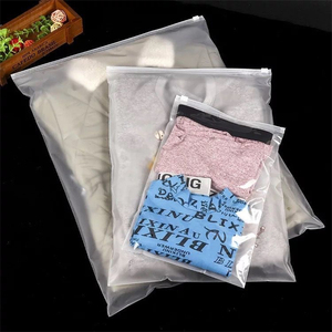 Custom clear matte plastic bags wholesale zipper pouch waterproof frosted zipper cloth packaging bags clothing package bags