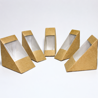 Boîte à sandwich triangulaire auto-élevante en kraft écologique, emballage jetable pour boulangerie à emporter sans impression personnalisée