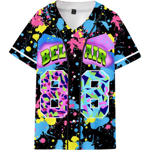 Camiseta de béisbol con estampado Bel Air 88 de los años 90 para hombre, top deportivo de poliéster - Product Image 3