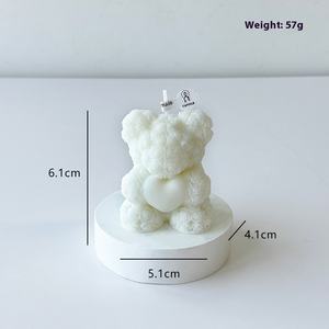 Candela Aromaterapica Artigianale a Forma di Orso con Rose, Decorazione Creativa per Interni, Regalo per San Valentino, Ornamento in Cera di Soia - Product Image 6