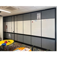 Cloison Opérable Mobile Acoustique Amovible en MDF Pliable avec Portes pour Bureau