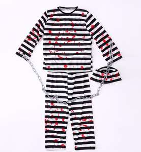 Déguisement d'Halloween Ensemble Complet Pantalon <span class=keywords><strong>Chapeau</strong></span> Haut de forme et Poignets Enfants Zombie Convict Costume ZBHC-007 - Product Image 3