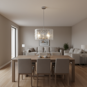 Lámpara Colgante de Techo con Pantalla de Vidrio, 4 Luces LED Blancas, Base para Bombilla E26, Luz Blanca Cálida Suave para el Hogar - Product Image 2