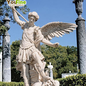 Statue grandeur nature personnalisée célèbre jardin blanc en marbre st. Statue de l'archange michel - Product Image 2
