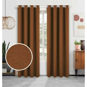 Tende in poliestere caffè profondo con 8 occhielli W140 X L228cm per soggiorno o camera da letto - Product Image 1
