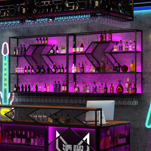 Thiết Kế Hiện Đại Thương Mại Quán Rượu Câu Lạc Bộ Đồ Nội Thất Nhiều Lớp Sắt Treo Tường Rượu Vang Kệ Đồ Nội Thất Nhà - Product Image 3