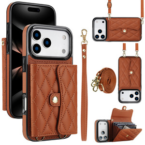 Funda de Teléfono de PU con Cordón de Lujo, Cierre Metálico, Soporte Multiángulo y Cartera Pequeña para iPhone 17 16 15 14 13 12 11 Pro Max - Product Image 1