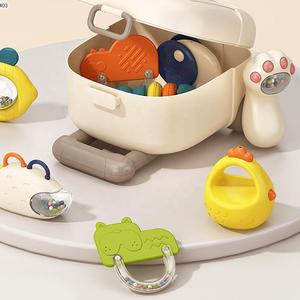 2025 bebé sonajero mordedor recién nacido lindo diseño mano sacudiendo campana almacenamiento maleta juego bebé sonajeros y mordedores juguete - Product Image 4