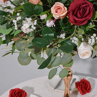 Nouvelles plantes vertes, boules de fleurs artificielles en plastique, supports de bougies pour décoration de table de mariage, de conférence, de maison et de bureau