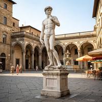 Statue de David en marbre sculptée à la main, personnalisable, pour la décoration de la salle du musée classique de la Renaissance