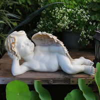 Statue d'ange ailé miniature de style européen moderne et mignon 2026, en résine blanche, pour décoration de table à manger ou de jardin, artisanat en résine tactile