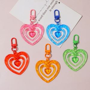Sweet Acrylic Heart-shaped Pendant Keychain for Girls, Mobile Phone Hanger, Bag <b>Accessory</b>, Pendant for Bags - Product Image 1
