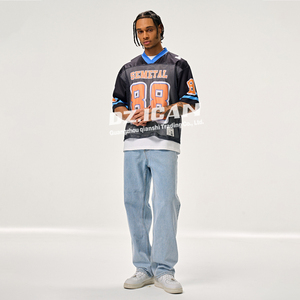 MAKITAPE Custom Logo Print Retro Mesh Cropped Boxy <b>Tshirt</b> for Men Wholesale <b>Polyester</b> Baggy Sports Football Jersey T Shirt - Product Image 3