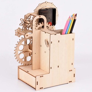 Wooden 3D <strong>Jigsaw</strong> Puzzle Clock Gear Clockwork Music Box Pen <strong>Holder</strong> DIY Handmade Toys for Children Educational Model Building Kits - Product Image 6