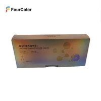 Boîte d'emballage en carton holographique irisé de luxe, personnalisée et imprimée, pour un ensemble de flacons de sérum et d'ampoules pour soins de la peau