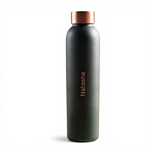 Botella de agua de gimnasio de cobre puro 100%, botella de agua Dirking para viajes y deportes con estampado indio, hecha en la India - Product Image 1