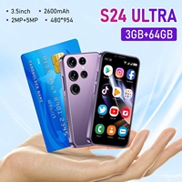 Smartphone S24 Ultra Mini Nouveau Modèle Transfrontalier Android Écran Large 4 Pouces Double SIM Quad-Core Batterie 2000-2999 mAh