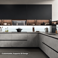 Meubles de cuisine en panneaux de paille écologiques, design moderne et luxueux, sur mesure, avec rangement intégré, finition ardoise élégante, pour villa