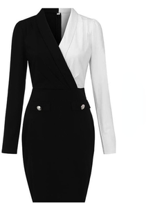 ชุดเดรส Falllady สำหรับสาวออฟฟิศ,ชุดกระโปรงแฟชั่นแขนยาวทรงเพื่อนเจ้าสาวสีพื้นสำหรับใส่ทำงานฤดูใบไม้ผลิ - Product Image 4