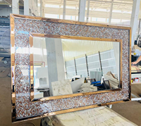 Table console moderne en argent avec effet diamant écrasé et miroir pour entrée, couloir ou salon