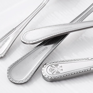Bán Sỉ Bộ Thìa Dẹt Bằng Thép Không Gỉ Khắc Hoàng Gia Bộ Nĩa & Muỗng Dao Thiết Kế Lạ Mắt Bộ Đồ Ăn Tiệc Tùng Tinh Tế - Product Image 4