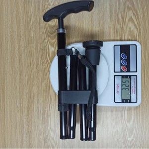 Bastón plegable compacto ajustable de aleación de aluminio negro, telescópico de 4 secciones para personas mayores, uso en exteriores - Product Image 3