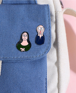 Badge en métal KingTai Comic <span class=keywords><strong>Mona</strong></span> Lisa, plaqué or antique, impression numérique, personnalisé, pour fille tendance, au style original et de renommée mondiale - Product Image 4