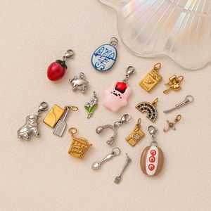 2025 New Arrival DIY Stainless Steel <strong>Charms</strong> Silver Flower Letter <strong>Pig</strong> Knife Folk Spoon Hot Dog Earphone Pendant for Jewelry Make - Product Image 2