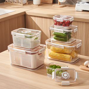 Boîte de rangement alimentaire multifonctionnelle de luxe moderne en verre et plastique écologique pour fruits et légumes frais, qualité alimentaire - Product Image 2