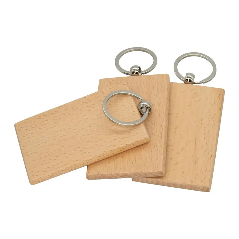 Accesorios DIY Kit de regalos Nombre de recuerdo barato Tallado llavero de madera Llaveros de madera en blanco para manualidades