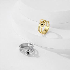 Fashion Womens Shell Rings Stainless Steel Gold Plated Engraved Roman Numerals Ring - Product Image 3