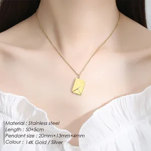 Collana con Ciondolo a Busta per Donna EManco, Gioiello in Acciaio Inossidabile con Scritta Personalizzabile, Regalo per San Valentino Dropshipping - Product Image 2