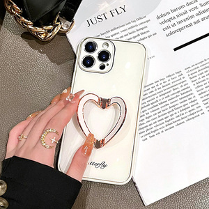 2022 nuova custodia per telefono in TPU placcato in <span class=keywords><strong>oro</strong></span> con supporto per cuore amore per <span class=keywords><strong>iPhone</strong></span> <span class=keywords><strong>11</strong></span> 12 13 Pro Max - Product Image 6