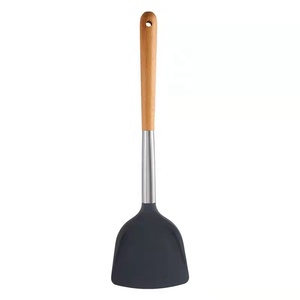 BPA Free 11pcs <span class=keywords><strong>Silicone</strong></span> đồ dùng nhà bếp thiết lập không dính đồ nấu nướng với sồi & nhôm ống xử lý chất lượng tốt - Product Image 5