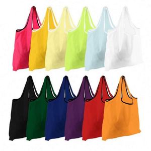 Customized Eco-Friendly Large Reusable Polyester <b>PET</b> Folding Shopping Bag Recyclable Supermarket Grocery Bag with Pouch - Product Image 1