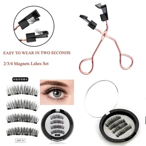 Magnetic Eyelashes with 2/3/4 Magnets,Handmade No Glue Full Eye Natural Soft Reusable, Magnets Applicator, Tweezers