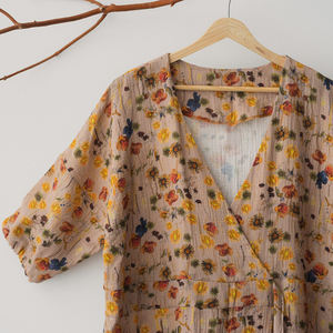 <span class=keywords><strong>Robe</strong></span> en lin grande taille pour femmes <span class=keywords><strong>Robe</strong></span> portefeuille <span class=keywords><strong>longue</strong></span> décontractée pour femmes, col en V, manches courtes, robes longues pour femmes - Product Image 6