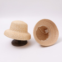Chapeau de paille uni à large bord pour enfants, en herbe naturelle, forme dôme robuste, pour l'été, la plage, les activités de plein air, la protection solaire, vente en gros