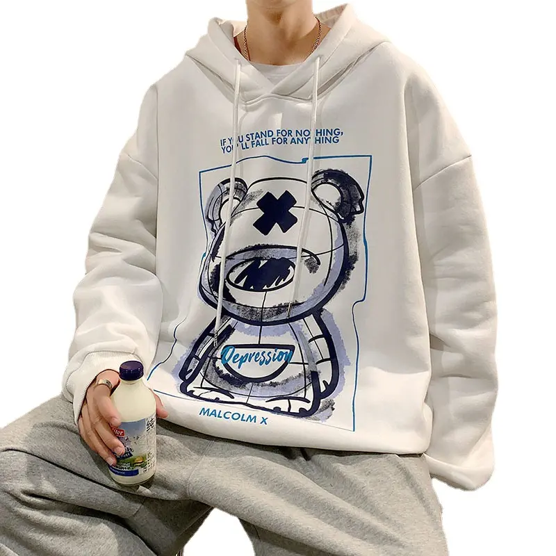 New Arrival apparel design services embossed hoodies custom cartoon printed mens hoodie Pullover sweatshirts unisex multicolor