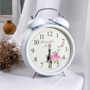 Beautiful Flower Alarm Clock 8 Inch Metal Shell Silent Operation Desk Clock - Product Image 1