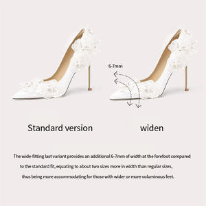 <span class=keywords><strong>Tacchi</strong></span> alti floreali eleganti in pizzo bianco da donna di altezza personalizzata <span class=keywords><strong>con</strong></span> decorazioni di perle e tacco a spillo - Product Image 6