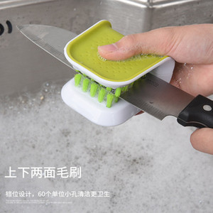 U Shape Knife <b>Brush</b> Green Nylon Soft Bristles <b>For</b> Cutlery <b>Cleaning</b> - Product Image 2
