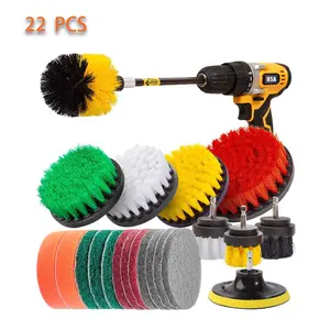 22pcs Drilling Power Cleaning Kit With Extend Long Attachment Scrubber Pads Cleaning Brush for Wheels Floor Tile