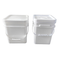 Seau en plastique carré blanc en PP haute étanchéité de 1/2/3/4/5 gallons pour emballage personnalisé de liquides à usage industriel
