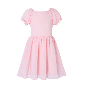 Robe en mousseline à manches bouffantes pour filles avec nœud, robe de demoiselle d'honneur pour fête, robe de printemps-été pour Pâques et anniversaire, OEM ODM - Product Image 3