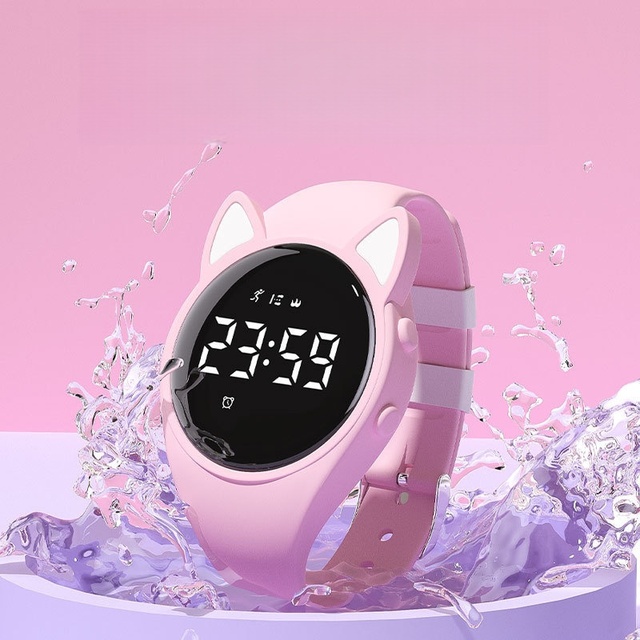 JHT Children's Digital Watch for Boys and Girls 50 Bar Water Resistant Cute Luminous Silicone Band Electronic Watch