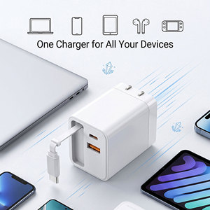 <span class=keywords><strong>Chargeur</strong></span> <span class=keywords><strong>USB</strong></span> multi-ports 3 en 1 65W, 2 ports Type <span class=keywords><strong>C</strong></span> PD, <span class=keywords><strong>chargeur</strong></span> mural rapide pour ordinateur portable et téléphone, prise US pliable, essentiels de voyage - Product Image 2