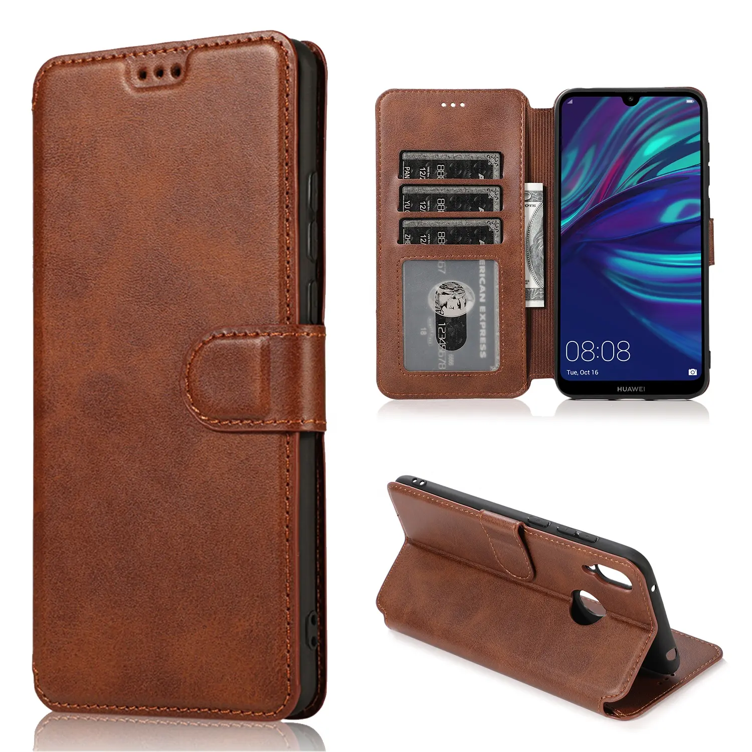 Wholesale Mobile Phone Cases & Bags for Huawei Y5 Y6 Y7 Y9 Leather Phone Case Wallet Mobile Cover for Y7 Y9 Prime