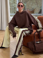 Ensembles 2 pièces décontractés pour femmes : Sweat-shirts et pantalons larges à boutons latéraux – Tenues de survêtement assorties pour l'aéroport et les voyages